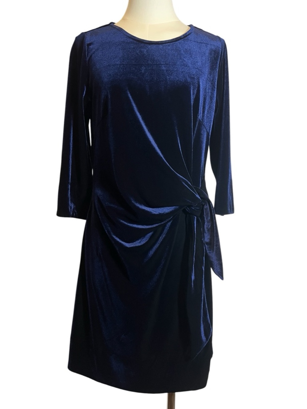 Gretchen Scott Cinch & Tie Dress - Navy Silky Velvet Size Medium NWT